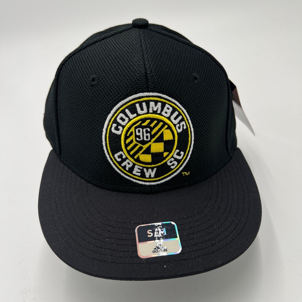 Adidas Columbus Crew‎ SC MLS Black Climalite Superflex Hat Mens Size S/M NEW